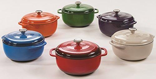 Lodge 6 Quart Enameled Cast Iron Dutch Oven. Classic Red Enamel Dutch Oven (Island Spice Red)