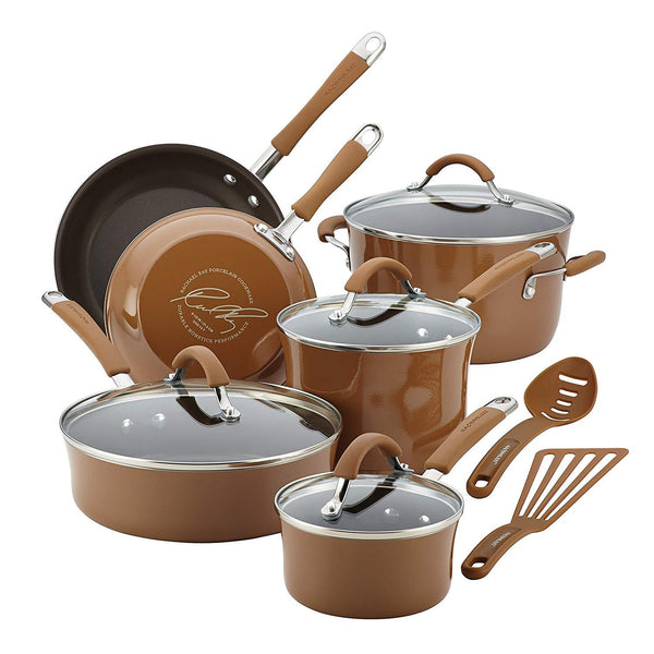 Rachael Ray 16344 12-Piece Aluminum Cookware Set, Agave Blue