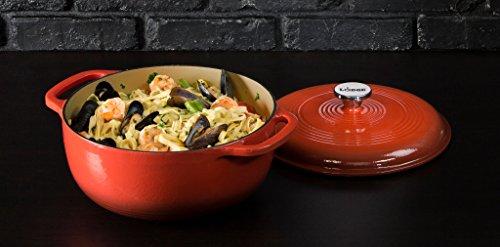 Lodge 6 Quart Enameled Cast Iron Dutch Oven. Classic Red Enamel Dutch Oven (Island Spice Red)