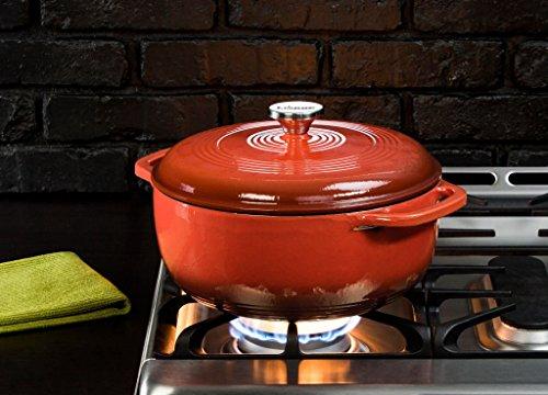 Lodge 6 Quart Enameled Cast Iron Dutch Oven. Classic Red Enamel Dutch Oven (Island Spice Red)