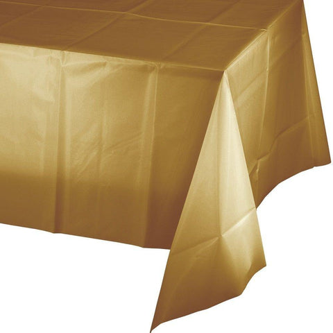 Mountclear 12-Pack Disposable Plastic Tablecloths 54" x 108" Rectangle Table Cover (Gold)