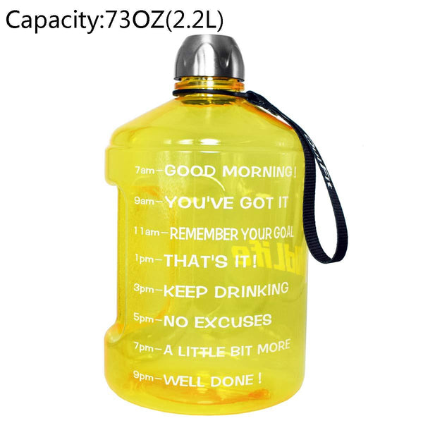 BuildLife 1 Gallon Water Bottle Motivational Fitness Workout with Time Marker |Drink More Water Daily | Clear BPA-Free | Large 128 Ounce/73OZ/43OZ of Water