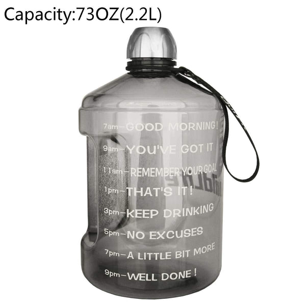 BuildLife 1 Gallon Water Bottle Motivational Fitness Workout with Time Marker |Drink More Water Daily | Clear BPA-Free | Large 128 Ounce/73OZ/43OZ of Water