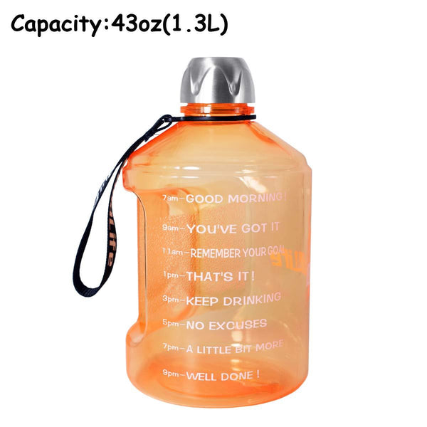 BuildLife 1 Gallon Water Bottle Motivational Fitness Workout with Time Marker |Drink More Water Daily | Clear BPA-Free | Large 128 Ounce/73OZ/43OZ of Water