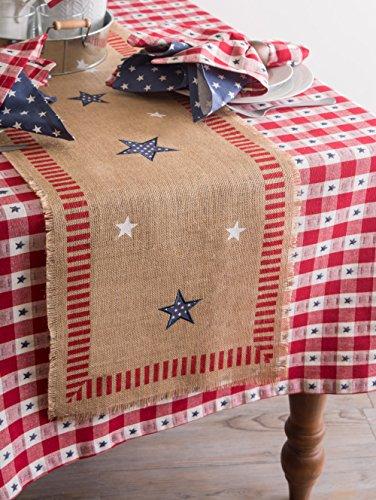 DII 14x74" Jute/Burlap Table Runner, 4th of July - Perfect for Independence Day, July 4th Party, Summer BBQ and Outdoor Picnics