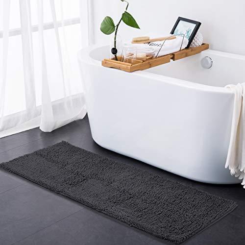 ITSOFT Non Slip Shaggy Chenille Soft Microfibers Bathroom Rug with Water Absorbent, Machine Washable, 21 x 34 inches Charcoal Gray