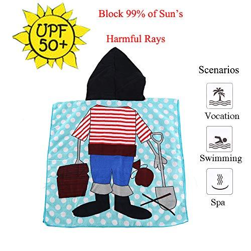 HETH Kids Hooded Beach and Bath Towel 100% Cotton Beach Swimming Coverup for Age 2-8 Years Old Multi-use for Bath/Shower/Pool(Tiger Shark)