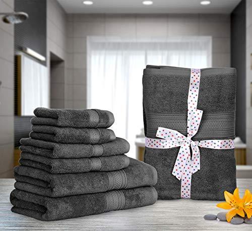 Utopia Towels 8 Piece Towel Set, 700 GSM, 2 Bath Towels, 2 Hand Towels and 4 Washcloths, Dark Grey