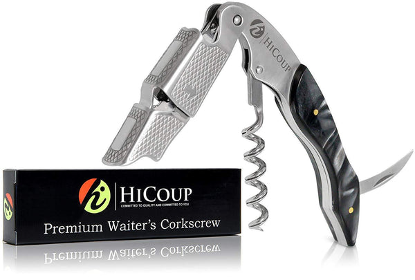 Professional Waiter’s Corkscrew by HiCoup - Rosewood Handle All-in-one Corkscrew, Bottle Opener and Foil Cutter, Used By Sommeliers, Waiters and Bartenders Around The World