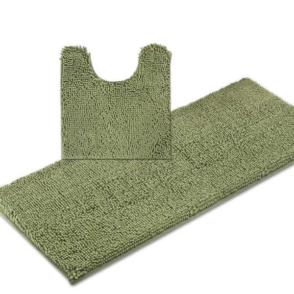 ITSOFT 3pc Non-Slip Shaggy Chenille Bathroom Mat Set