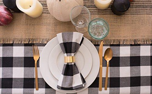 DII Cotton Buffalo Check Table Runner for Family Dinners or Gatherings, Indoor or Outdoor Parties, & Everyday Use (14x72",  Seats 4-6 People), Black & White