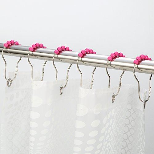 Amazer Shower Curtain Hooks Rings, Stainless Steel Shower Curtain Rings and Hooks for Bathroom Shower Rods Curtains-Set of 12-Polished Nickel