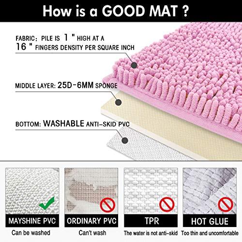 MAYSHINE Non Slip Contour Bath mat for Toilet | Soft Shaggy Chenille | Absorbent Water | Dry Fast | Machine-Washable | Perfect for Bathroom,Tub, and Shower (20"x24"Dark Gray)