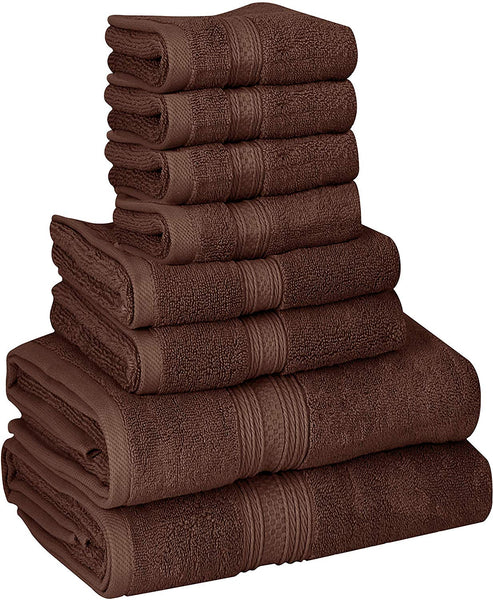 Utopia Towels 8 Piece Towel Set, 700 GSM, 2 Bath Towels, 2 Hand Towels and 4 Washcloths, Dark Grey