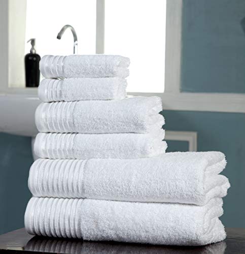 600 GSM Ultra Soft 100% Combed Cotton 6-piece Towel Set (Charcoal Black): 2 Bath towels, 2 Hand towels, 2 Washcloths, Long-staple Cotton, Spa Hotel Quality, Super Absorbent, Machine Washable