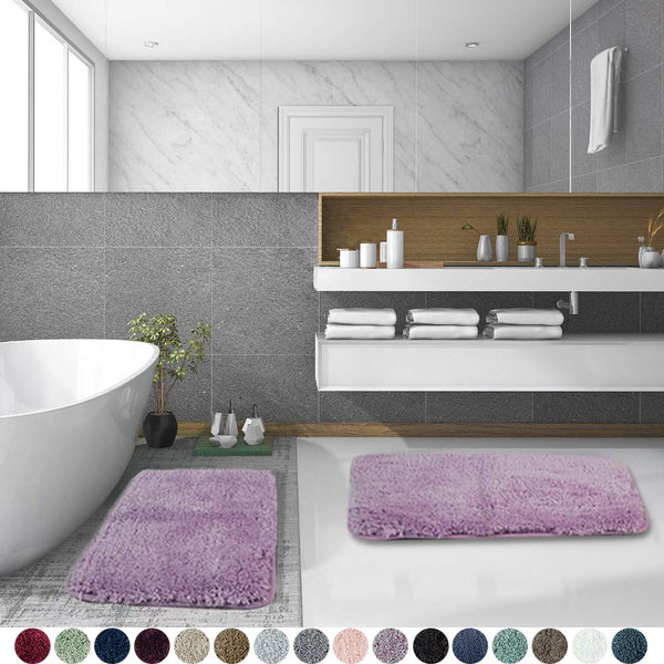 Walensee Bathroom Rug Non Slip Bath Mat for Bathroom (16 x 24) Water Absorbent Soft Microfiber Shaggy Bathroom Mat Machine Washable Bath Rug for Bathroom Thick Plush Rugs for Shower (Gray)