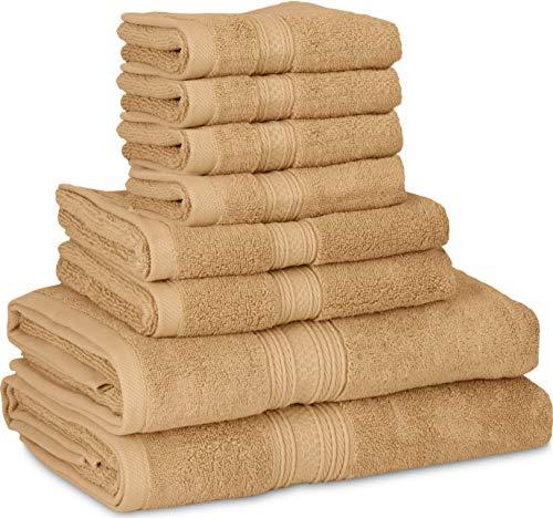 Utopia Towels 8 Piece Towel Set, 700 GSM, 2 Bath Towels, 2 Hand Towels and 4 Washcloths, Dark Grey