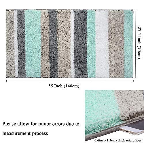 HEBE Non-Slip Bathroom Rug Mat Shag Microfiber Shower Bath Rug Absorbent Bath Mat for Bathroom Machine Washable(18x26, Blue/Grey)