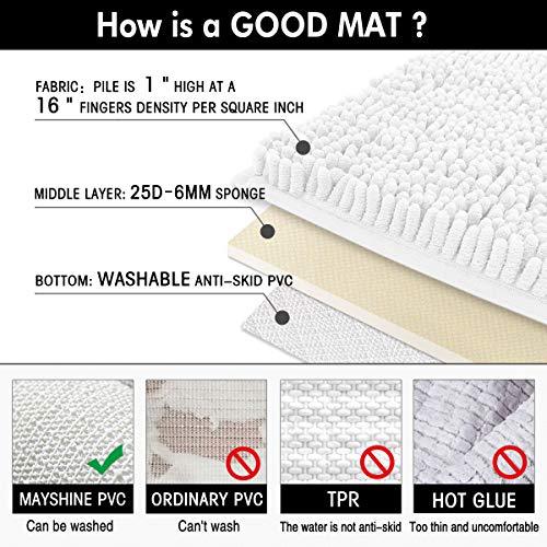 MAYSHINE Non Slip Contour Bath mat for Toilet | Soft Shaggy Chenille | Absorbent Water | Dry Fast | Machine-Washable | Perfect for Bathroom,Tub, and Shower (20"x24"Dark Gray)