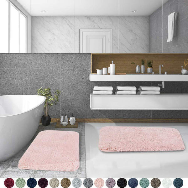 Walensee Bathroom Rug Non Slip Bath Mat for Bathroom (16 x 24) Water Absorbent Soft Microfiber Shaggy Bathroom Mat Machine Washable Bath Rug for Bathroom Thick Plush Rugs for Shower (Gray)