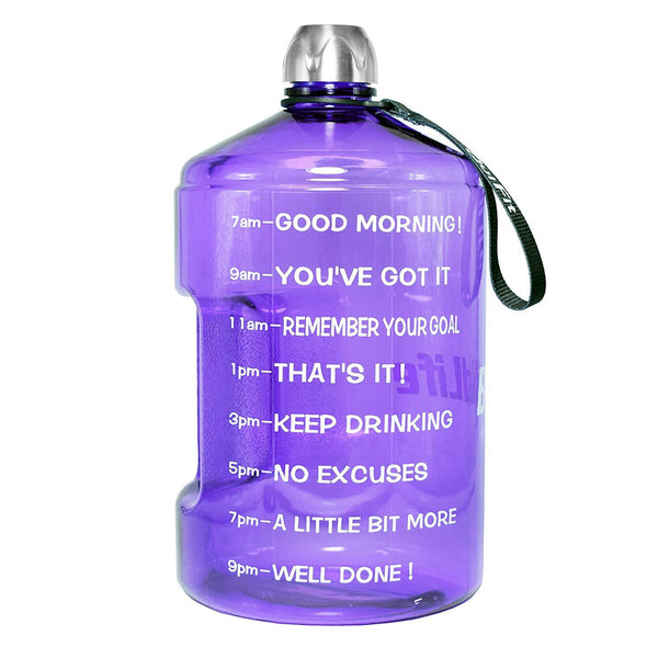 BuildLife 1 Gallon Water Bottle Motivational Fitness Workout with Time Marker |Drink More Water Daily | Clear BPA-Free | Large 128 Ounce/73OZ/43OZ of Water