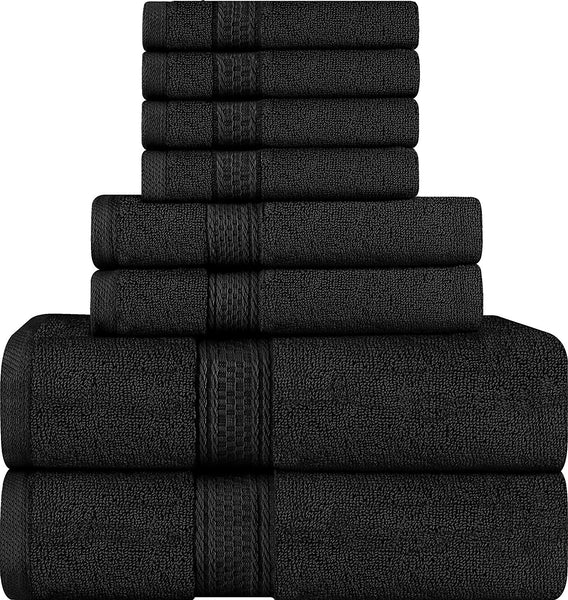 Utopia Towels 8 Piece Towel Set, Dark Grey, 2 Bath Towels, 2 Hand Towels, and 4 Washcloths