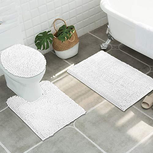 ITSOFT 3pc Non-Slip Shaggy Chenille Bathroom Mat Set