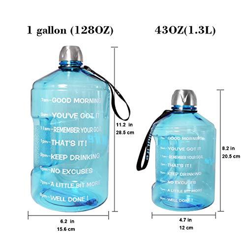 BuildLife 1 Gallon Water Bottle Motivational Fitness Workout with Time Marker |Drink More Water Daily | Clear BPA-Free | Large 128 Ounce/73OZ/43OZ of Water