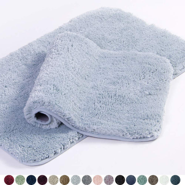 Walensee Bathroom Rug Non Slip Bath Mat for Bathroom (16 x 24) Water Absorbent Soft Microfiber Shaggy Bathroom Mat Machine Washable Bath Rug for Bathroom Thick Plush Rugs for Shower (Gray)