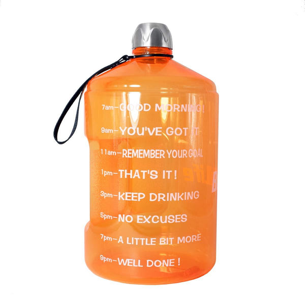 BuildLife 1 Gallon Water Bottle Motivational Fitness Workout with Time Marker |Drink More Water Daily | Clear BPA-Free | Large 128 Ounce/73OZ/43OZ of Water