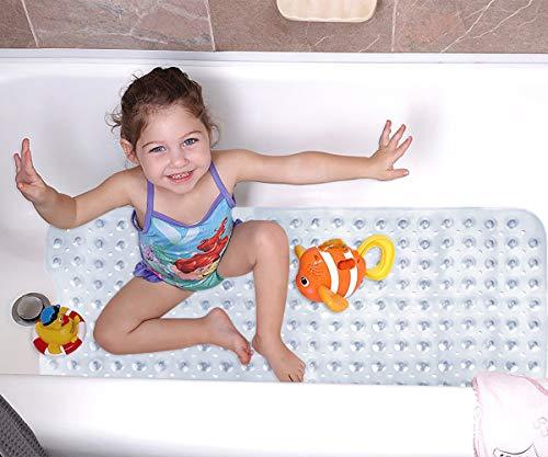 Wimaha XL Bathtub Mat, Bath Shower Mat Non Slip for Bathroom, Machine Washable, Ideal for Kids Toddler Senior, 39 x 16, Clear