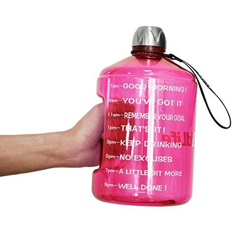 BuildLife 1 Gallon Water Bottle Motivational Fitness Workout with Time Marker |Drink More Water Daily | Clear BPA-Free | Large 128 Ounce/73OZ/43OZ of Water