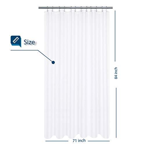 Waffle Weave Fabric Shower Curtain 230 GSM Heavy Duty, Spa, Hotel Luxury, Water Repellent, White Pique Pattern, 71 x 72 inches Decorative Bathroom Curtain