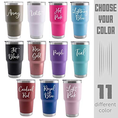 Personalized Dad Father Gift Double Wall Tumbler Drinking Thermos Insulated Travel Mug | BPA Free Different Color Options 30oz Tumbler with Lid - I Love You Dad Customize with Name #T19