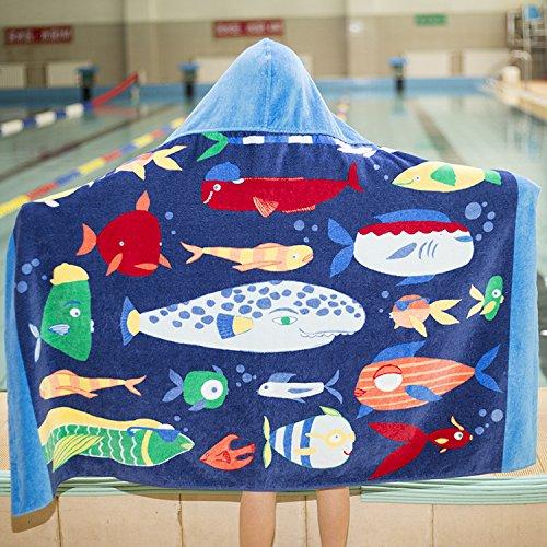 Bavilk Kids Children Hooded Poncho Dinosaur Swim Beach Bath Towel for Girls / Boys