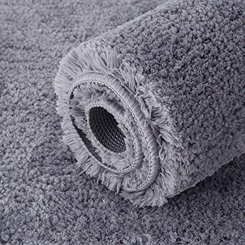 Walensee Bathroom Rug Non Slip Bath Mat for Bathroom (16 x 24) Water Absorbent Soft Microfiber Shaggy Bathroom Mat Machine Washable Bath Rug for Bathroom Thick Plush Rugs for Shower (Gray)