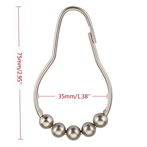 Amazer Shower Curtain Hooks Rings, Stainless Steel Shower Curtain Rings and Hooks for Bathroom Shower Rods Curtains-Set of 12-Polished Nickel