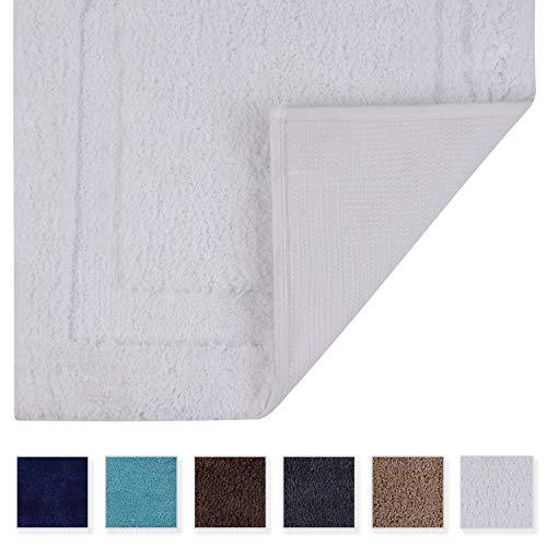 TOMORO Non-Slip Bathroom Rug Super Absorbent Bath Mat Extra Soft Microfibers Anti-Skid TPR Bottom (17.5 x 27 inch, White)