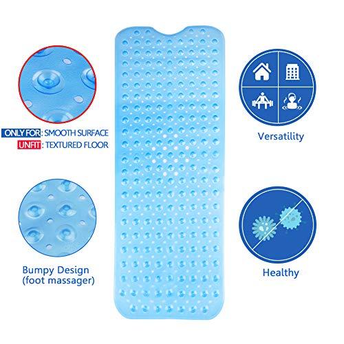 Wimaha XL Bathtub Mat, Bath Shower Mat Non Slip for Bathroom, Machine Washable, Ideal for Kids Toddler Senior, 39 x 16, Clear