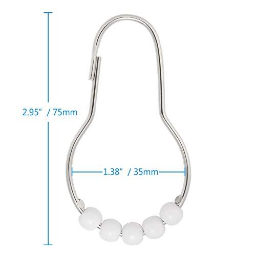 Amazer Shower Curtain Hooks Rings, Stainless Steel Shower Curtain Rings and Hooks for Bathroom Shower Rods Curtains-Set of 12-Polished Nickel