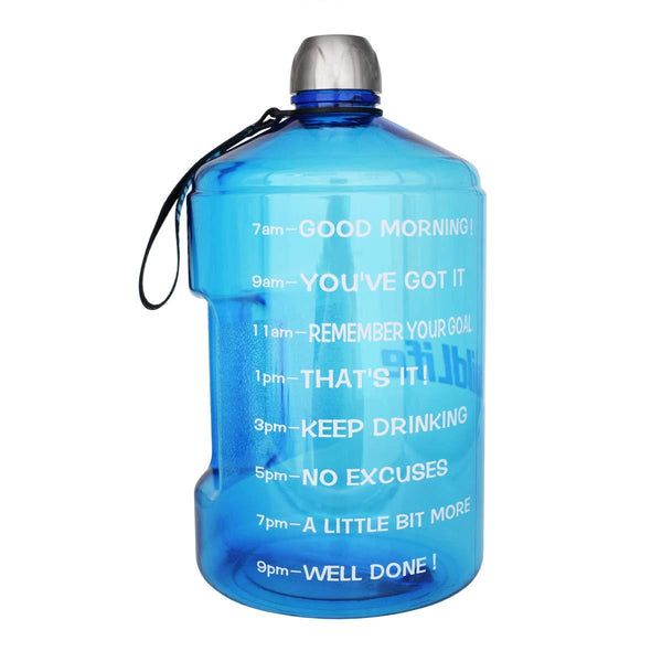 BuildLife 1 Gallon Water Bottle Motivational Fitness Workout with Time Marker |Drink More Water Daily | Clear BPA-Free | Large 128 Ounce/73OZ/43OZ of Water