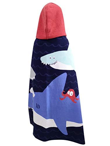 Athaelay Kids Beach Towels for 1 to 5 Years Old, Cotton, Use for Baby Toddler Boys Bath Pool Swim Poncho Cover-ups Cape, Extra Large 24x48, Ultra Breathable and Soft for All Seasons, Shark Theme