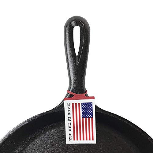 Lodge 12 Inch Cast Iron Skillet. Pre-Seasoned Cast Iron Skillet with Red Silicone Hot Handle Holder.