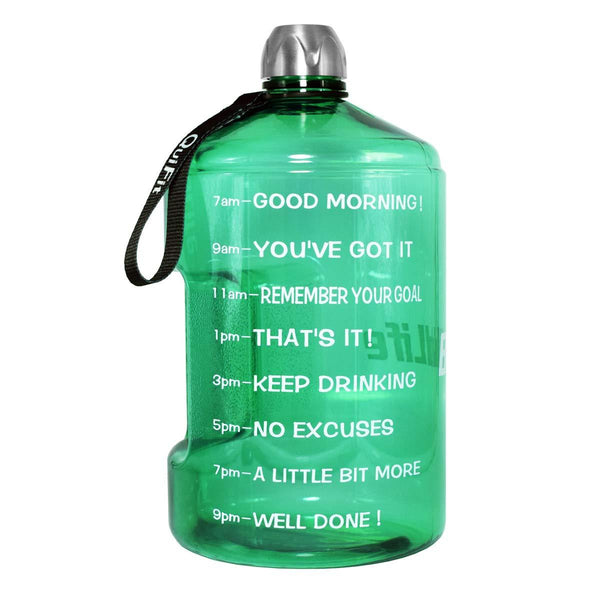 BuildLife 1 Gallon Water Bottle Motivational Fitness Workout with Time Marker |Drink More Water Daily | Clear BPA-Free | Large 128 Ounce/73OZ/43OZ of Water