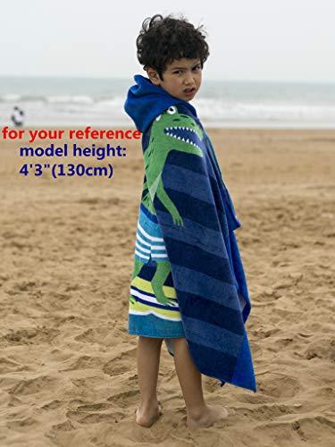 Athaelay Kids Beach Towels for 1 to 5 Years Old, Cotton, Use for Baby Toddler Boys Bath Pool Swim Poncho Cover-ups Cape, Extra Large 24x48, Ultra Breathable and Soft for All Seasons, Shark Theme