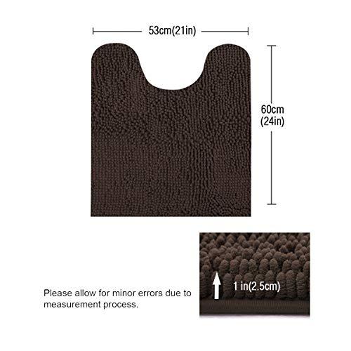 ITSOFT Non-Slip Shaggy Chenille Toilet Contour Bathroom Rug with Water Absorbent, Machine Washable, 21 x 24 Inch U-Shaped Charcoalgray