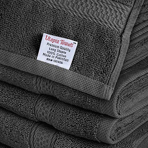 Utopia Towels 8 Piece Towel Set, Dark Grey, 2 Bath Towels, 2 Hand Towels, and 4 Washcloths