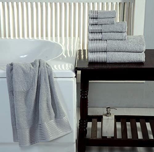 600 GSM Ultra Soft 100% Combed Cotton 6-piece Towel Set (Charcoal Black): 2 Bath towels, 2 Hand towels, 2 Washcloths, Long-staple Cotton, Spa Hotel Quality, Super Absorbent, Machine Washable