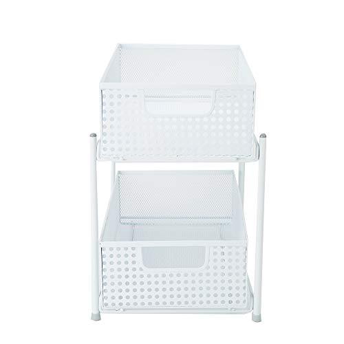 Mind Reader 2 Tier Metal Mesh Storage Baskets Organizer, Home, Office, Kitchen, Bathroom, Silver