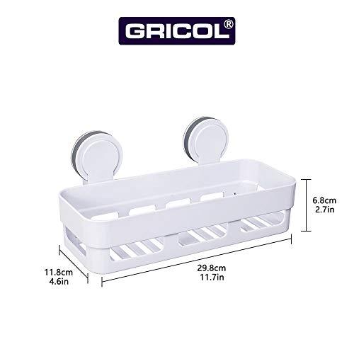 Gricol Bathroom Shower Shelf Shower Caddy Plastic Suction Cup No Damage Wall Mount